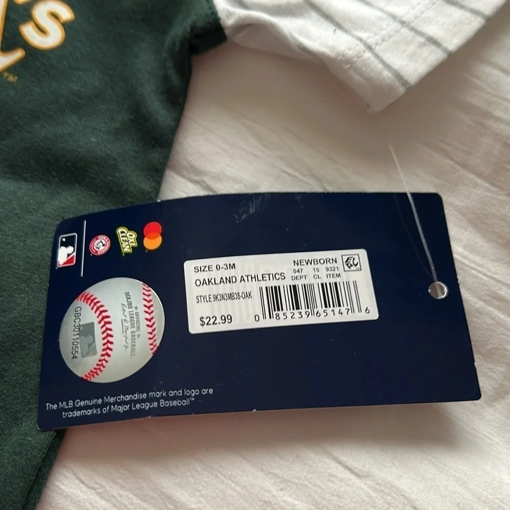 MLB Bodysuit One Piece Romper Infants 3M Oakland A's Athletics - New with tags